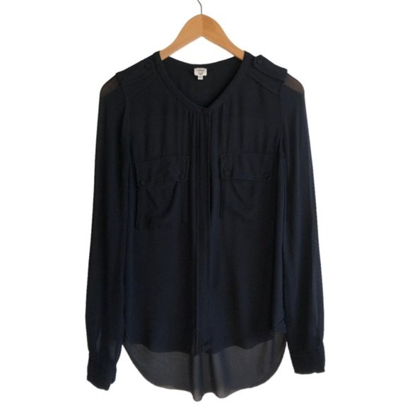 Wilfred Sheer Button Up 100% Silk Aritzia Long Sleeve - Picture 1 of 9
